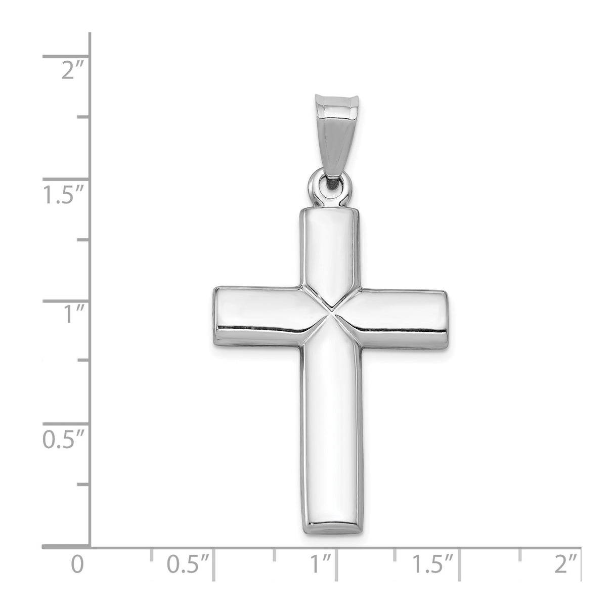 14k White Gold Reversible Latin Cross Pendant with Polished Mirror Finish