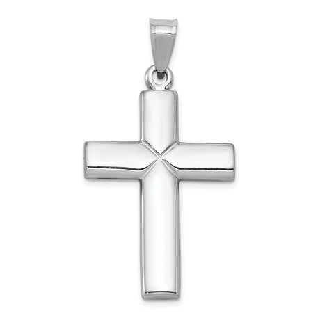 14k White Gold Reversible Latin Cross Pendant with Polished Mirror Finish