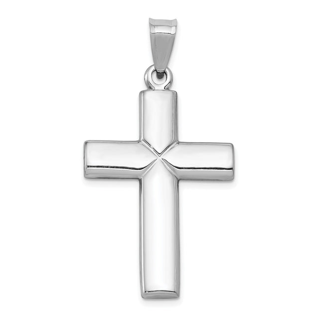 14k White Gold Reversible Latin Cross Pendant with Polished Mirror Finish