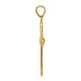14k Yellow Gold Cross Pendant with Polished Paperclip-Style Teardrop Arm Design