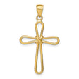 14k Yellow Gold Cross Pendant with Polished Paperclip-Style Teardrop Arm Design