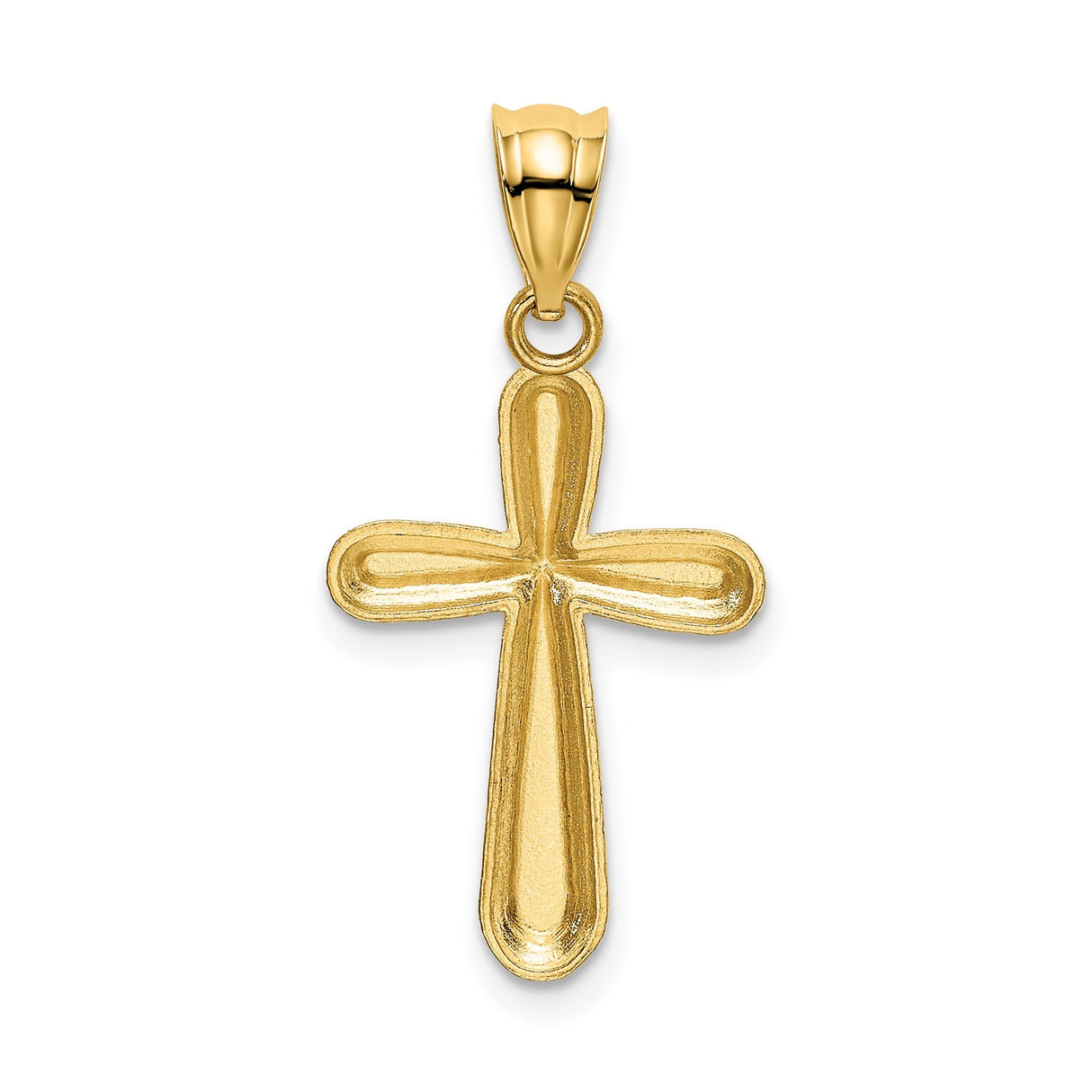 14k Yellow Gold Cross Pendant with Polished Latin Cross and Satin Finish for Men and Women