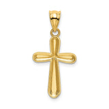 14k Yellow Gold Cross Pendant with Polished Latin Cross and Satin Finish for Men and Women