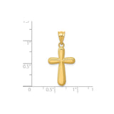 14k Yellow Gold Cross Pendant with Polished Latin Cross and Satin Finish for Men and Women