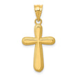 14k Yellow Gold Cross Pendant with Polished Latin Cross and Satin Finish for Men and Women