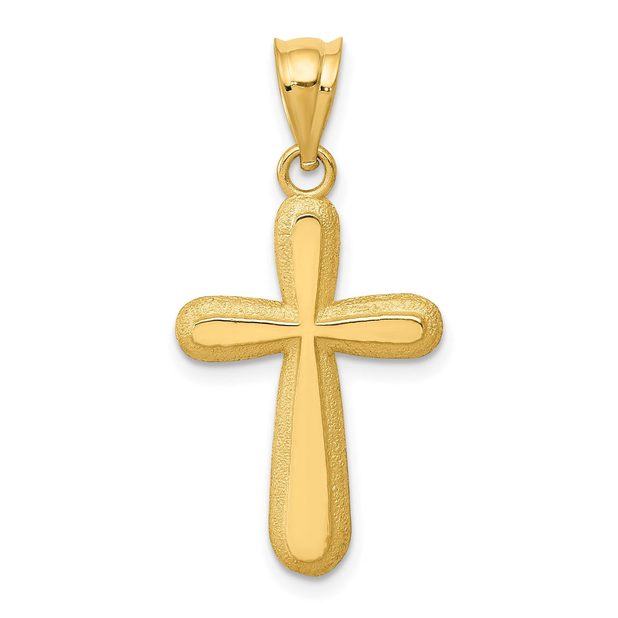 14k Yellow Gold Cross Pendant with Polished Latin Cross and Satin Finish for Men and Women