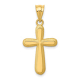 14k Yellow Gold Cross Pendant with Polished Latin Cross and Satin Finish for Men and Women