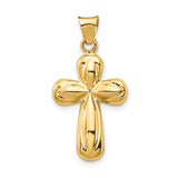 14k Yellow Gold Cross Pendant, Bold Sculpted Design, High Polish Religious Charm for Men and Women