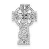 14k White Gold Cross Pendant with Celtic Knot Halo Design