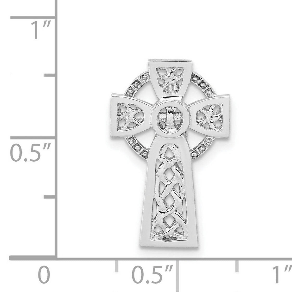 14k White Gold Cross Pendant with Celtic Knot Halo Design