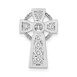 14k White Gold Cross Pendant with Celtic Knot Halo Design