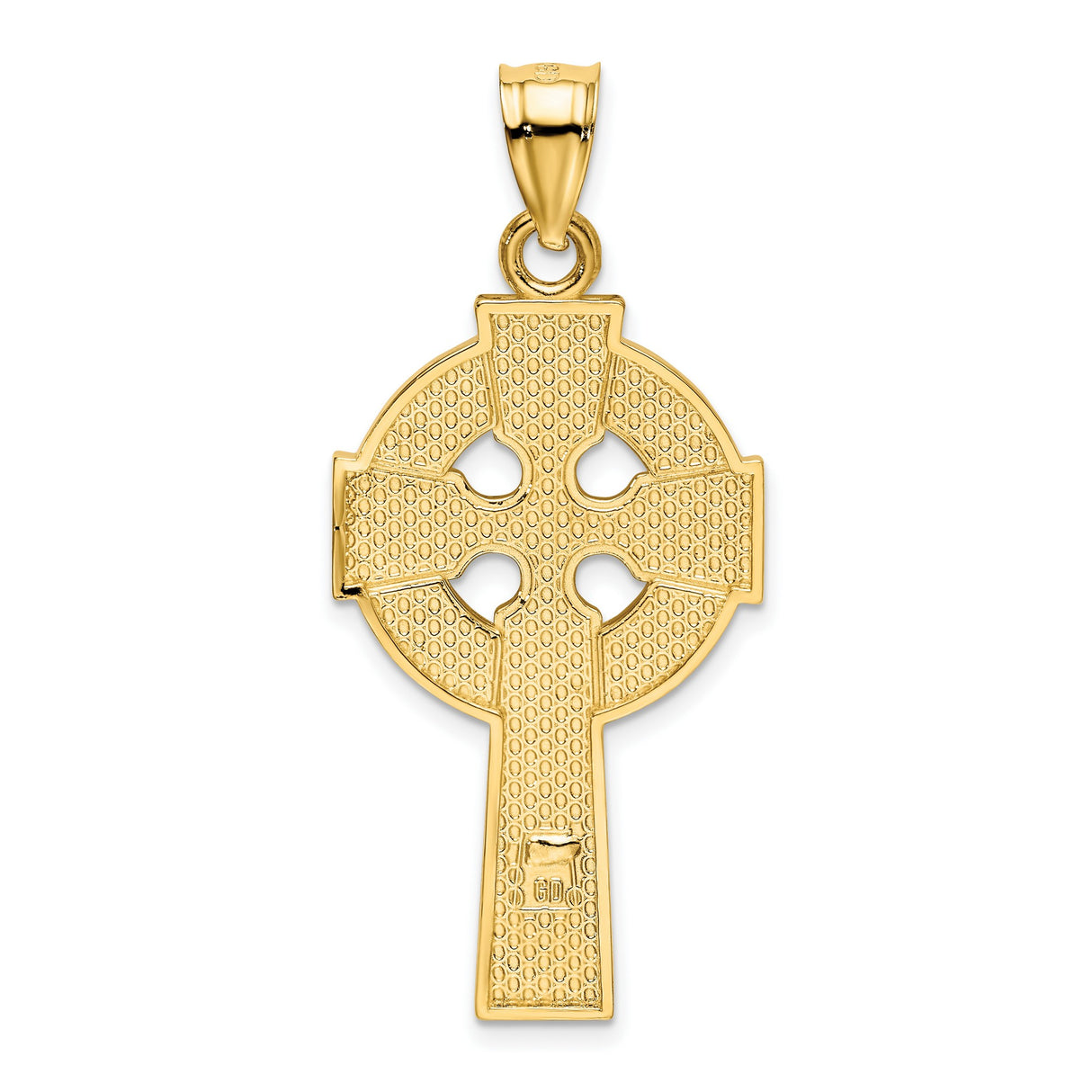14k Yellow Gold Celtic Triquetra Cross Pendant with Textured Knotted Design