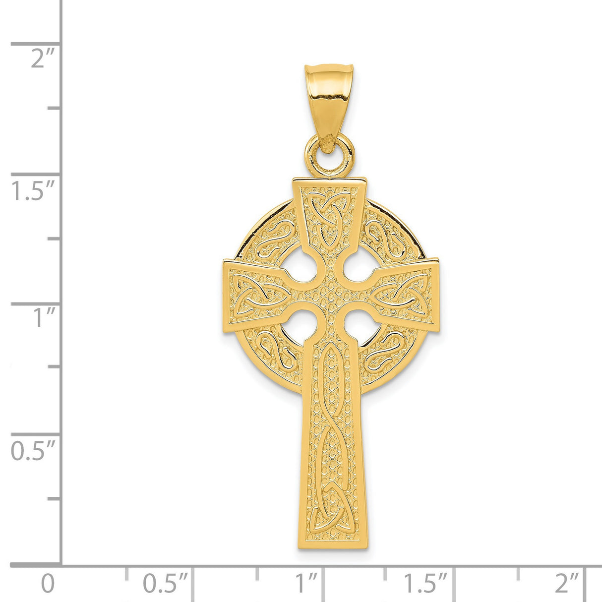 14k Yellow Gold Celtic Triquetra Cross Pendant with Textured Knotted Design