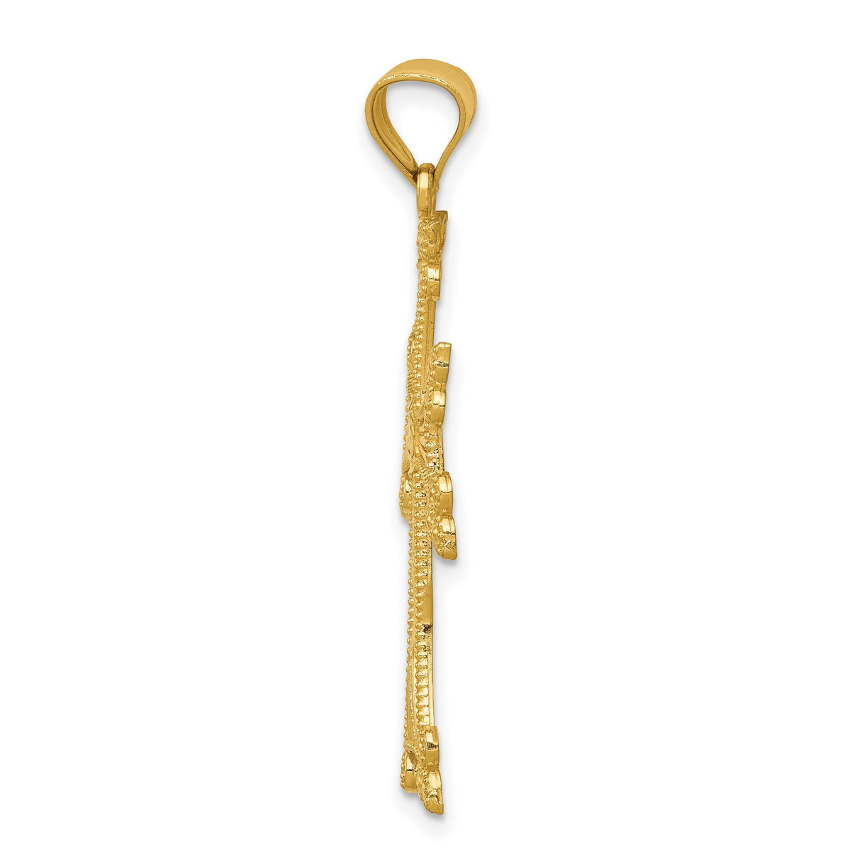 14k Yellow Gold Armenian Cross Pendant with Filigree Beaded Edge Design