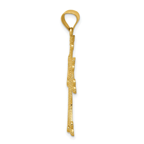 14k Yellow Gold Armenian Cross Pendant with Filigree Beaded Edge Design