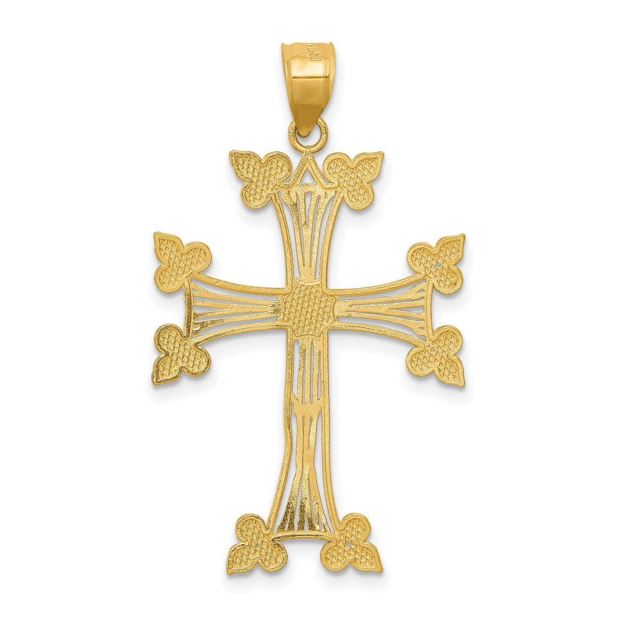 14k Yellow Gold Armenian Cross Pendant with Filigree Beaded Edge Design