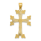 14k Yellow Gold Armenian Cross Pendant with Filigree Beaded Edge Design