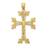 14k Yellow Gold Armenian Cross Pendant with Filigree Beaded Edge Design