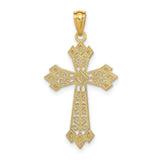 14k Yellow Gold Patonce Cross Pendant with Milgrain Border and Filigree Detailing