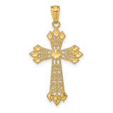 14k Yellow Gold Patonce Cross Pendant with Milgrain Border and Filigree Detailing