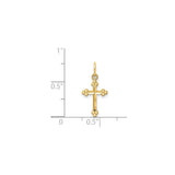14k Yellow Gold Cross Pendant with Budded Trefoil Design, Polished Religious Charm