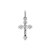 14k White Gold Budded Cross Pendant, Polished Religious Jewelry for Men and Women