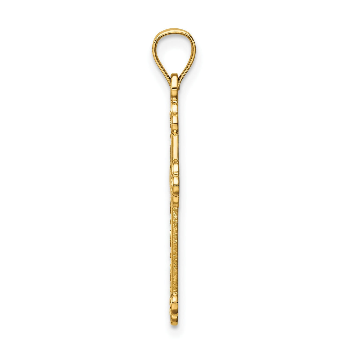 14k Yellow Gold Budded Cross Pendant with Satin and Polished Finish and Milgrain Detail