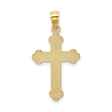 14k Yellow Gold Budded Cross Pendant with Satin and Polished Finish and Milgrain Detail