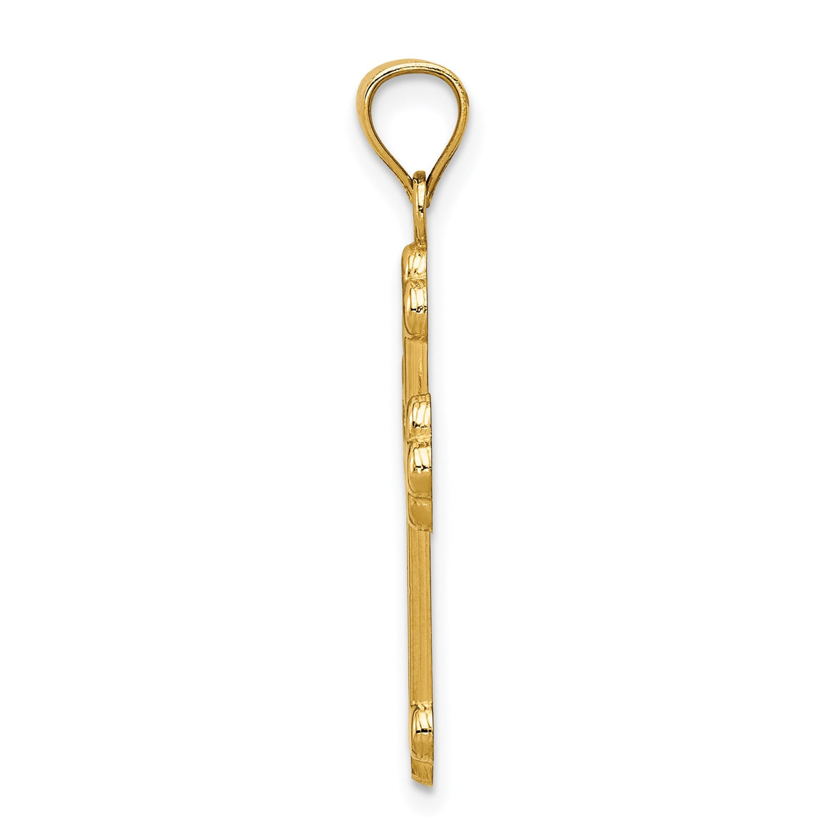 14k Yellow Gold Budded Cross Pendant with Satin Finish and Polished Edges