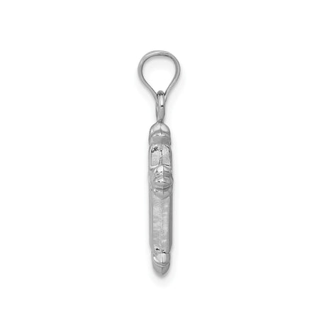 14k White Gold Fleur Cross Pendant with Sculpted Petal Tips for Men and Women