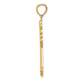 14k Yellow Gold Cross Pendant with Polished and Satin Finish, Fleur de Lis Design