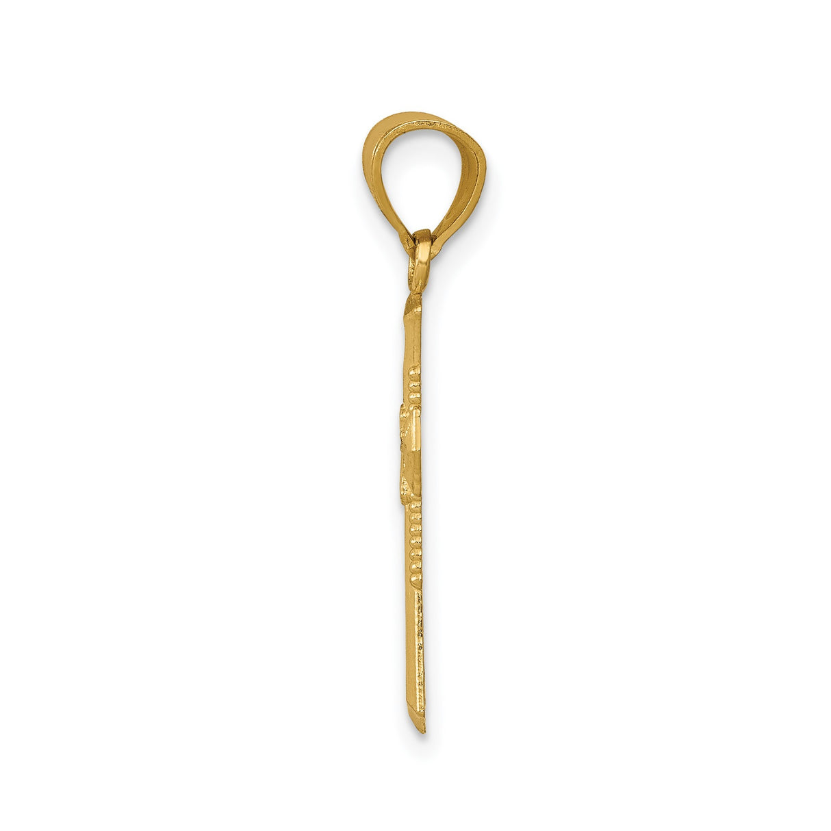 14k Yellow Gold Patonce Cross Pendant with Beveled Edges and Flared Tips