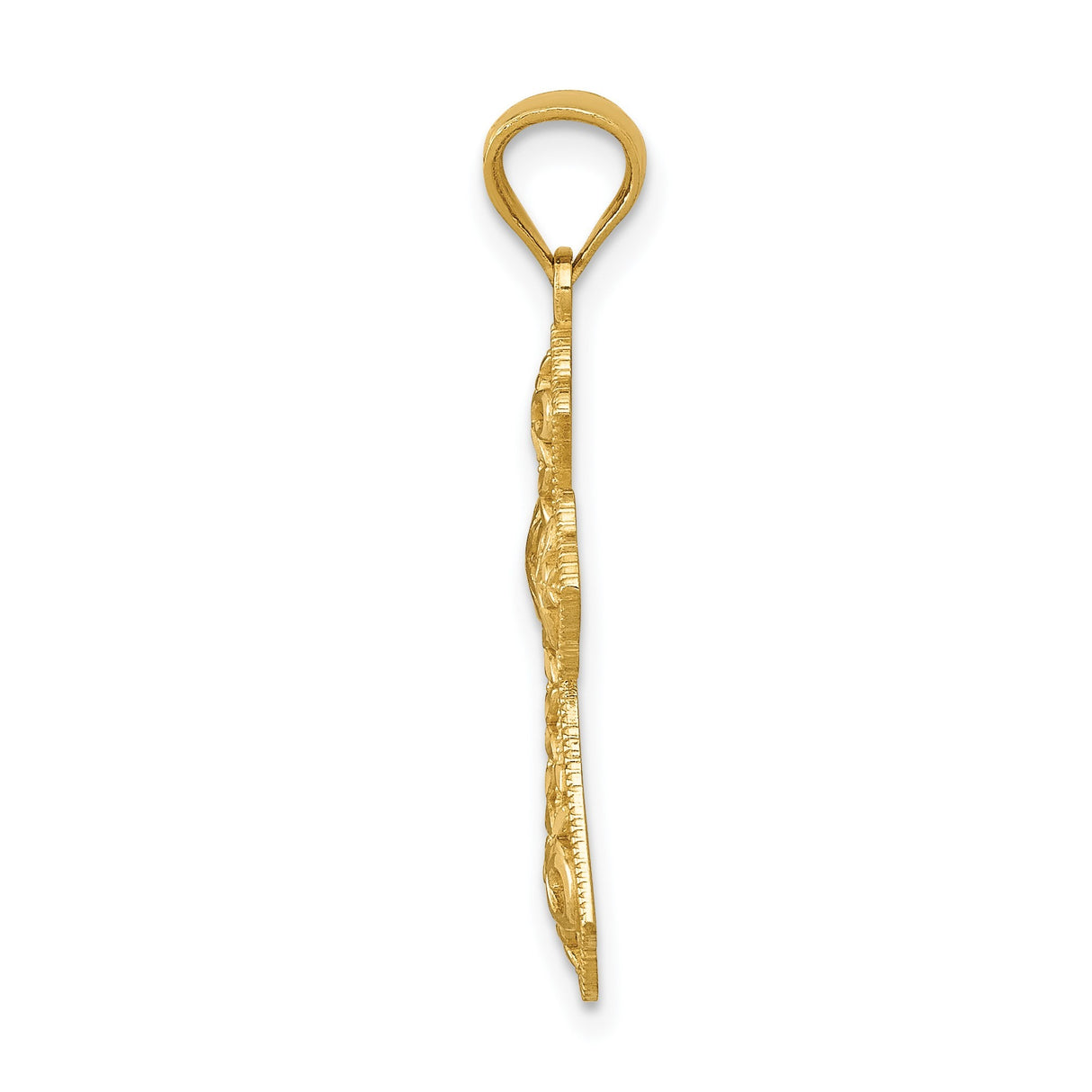 14k Yellow Gold Fleur De Lis Cross Pendant with Filigree Detail, Vintage Religious Charm