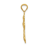 14k Yellow Gold Fleur De Lis Cross Pendant with Filigree Detail, Vintage Religious Charm