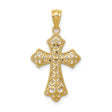 14k Yellow Gold Fleur De Lis Cross Pendant with Filigree Detail, Vintage Religious Charm