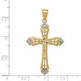 Passion Cross With Rhodium Accents Charm Pendant in Real 14k Multi-Tone Gold