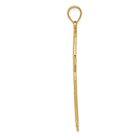 14k Multi-Tone Gold Cross Pendant with Rhodium Dove and Textured Cutout Design