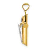 Polished INRI Latin Crucifix With Angled Tips Charm Pendant in Real 14k Multi-Tone Gold