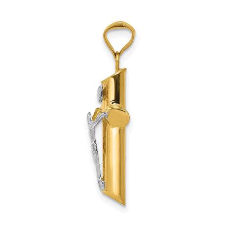 14k Multi-Tone Gold Crucifix Pendant with INRI Latin Cross and Jesus Figure