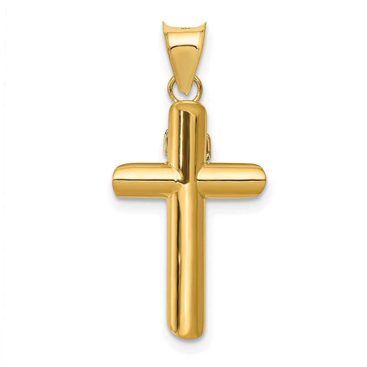 Polished INRI Latin Crucifix With Angled Tips Charm Pendant in Real 14k Multi-Tone Gold