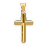 Polished INRI Latin Crucifix With Angled Tips Charm Pendant in Real 14k Multi-Tone Gold