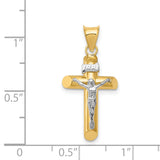 Polished INRI Latin Crucifix With Angled Tips Charm Pendant in Real 14k Multi-Tone Gold