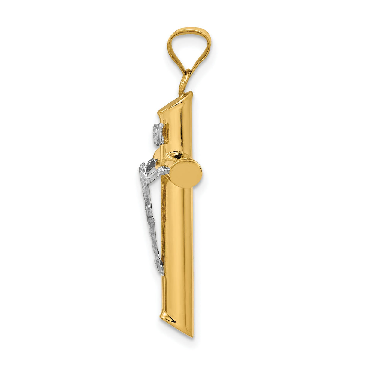 Polished INRI Latin Crucifix With Shaved Tips Charm Pendant in Real 14k Multi-Tone Gold