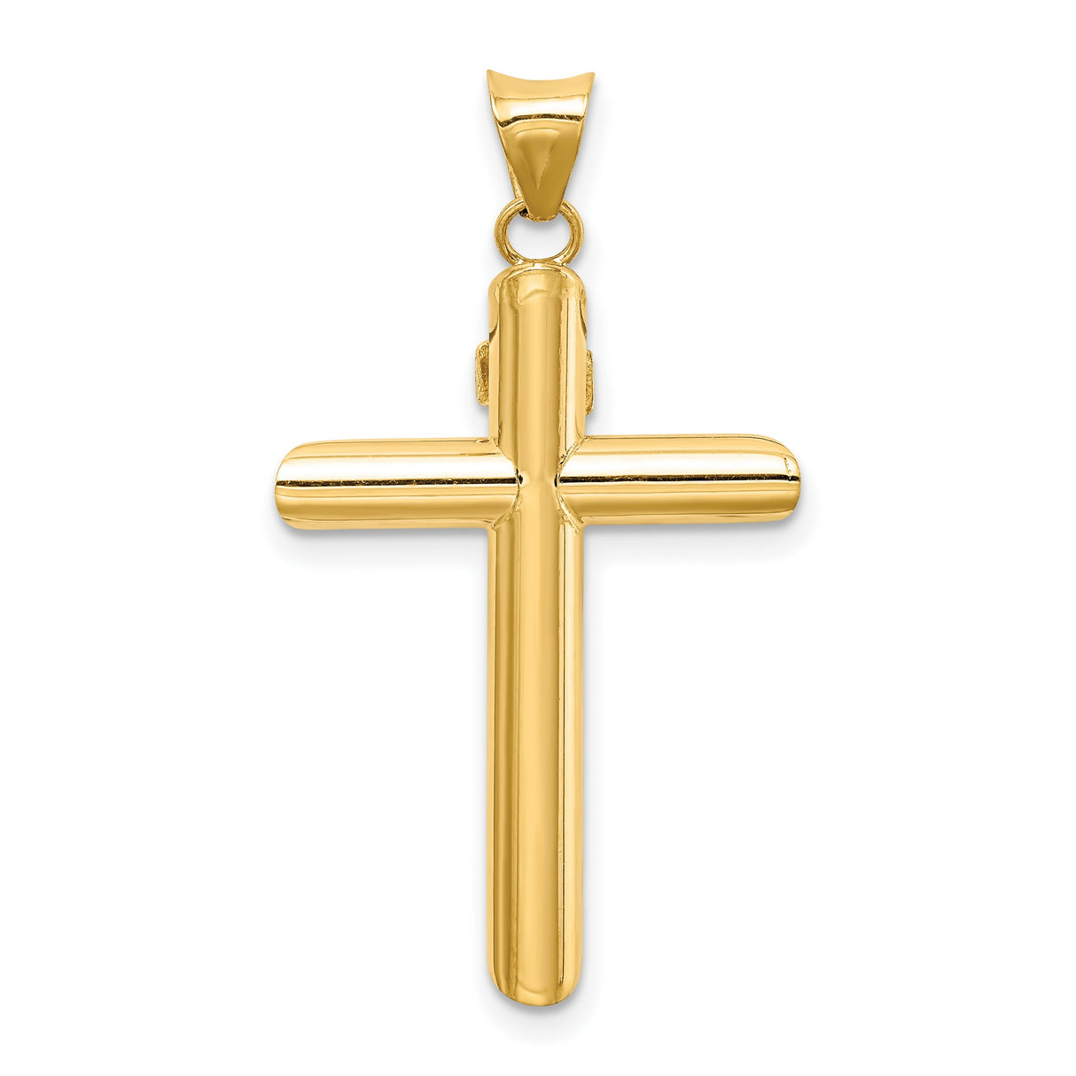 Polished INRI Latin Crucifix With Shaved Tips Charm Pendant in Real 14k Multi-Tone Gold