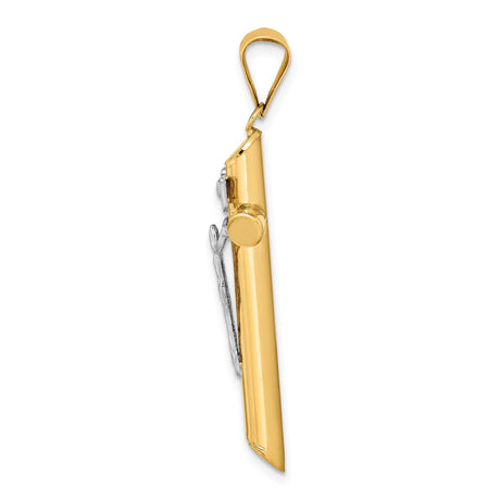 14k Multi-Tone Gold Crucifix Cross Pendant Featuring Jesus on INRI Latin Cross