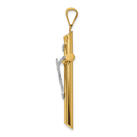 14k Multi-Tone Gold Crucifix Pendant with Latin INRI Jesus Figure Religious Charm