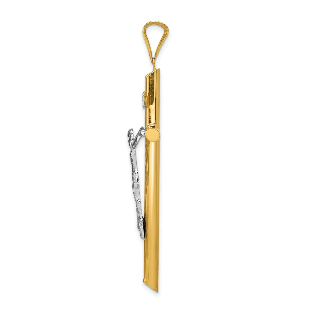 Polished INRI Latin Crucifix With Angled Tips Charm Pendant in Real 14k Multi-Tone Gold