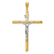 Polished INRI Latin Crucifix With Angled Tips Charm Pendant in Real 14k Multi-Tone Gold