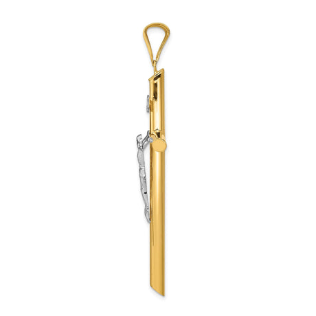 14k Multi-Tone Gold Crucifix Cross Pendant with INRI and Figured Christ Symbol