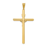 Polished INRI Latin Crucifix With Angled Tips Charm Pendant in Real 14k Multi-Tone Gold
